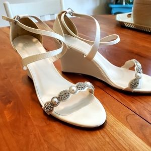 Bridal wedge sandal, size 9